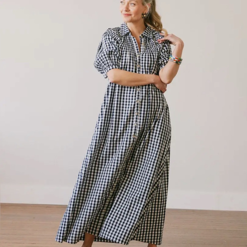 Sunshine Tienda Gingham Checkered Maxi Dress NWT
